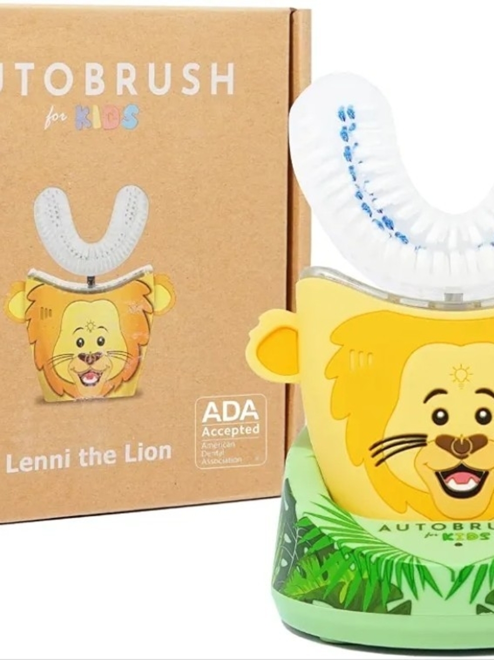 Autobrush Kids U-Shaped Electric Toothbrush ADA Accepted Lion Ages 6-8 Music LED